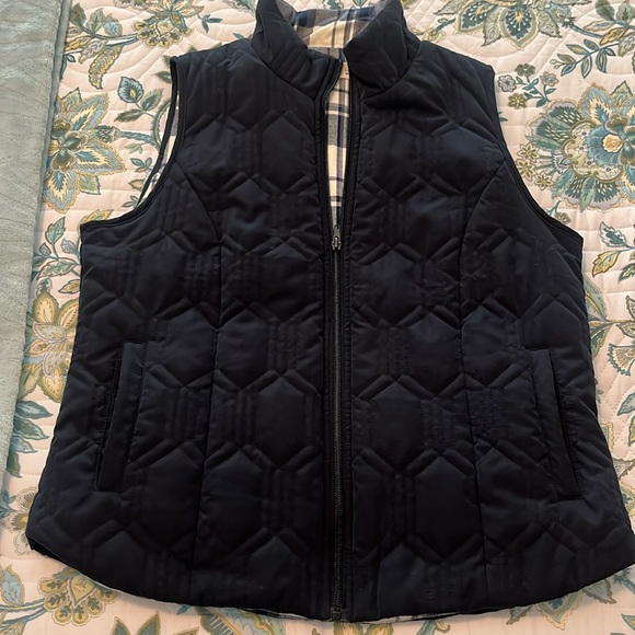 BKE navy blue vest w/ plaid flannel lining, size L. - Picture 12 of 13